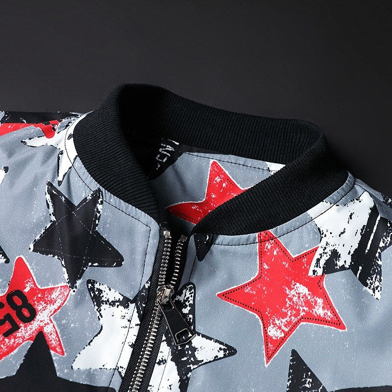 Bomberjack met Abstracte Print en Ritsluiting voor Heren | Ideaal voor Casual en Dagelijkse Outfits