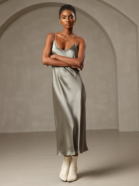 Amelina - Luxueuze Silhouette Dames Spaghetti Band Lang Nachthemd