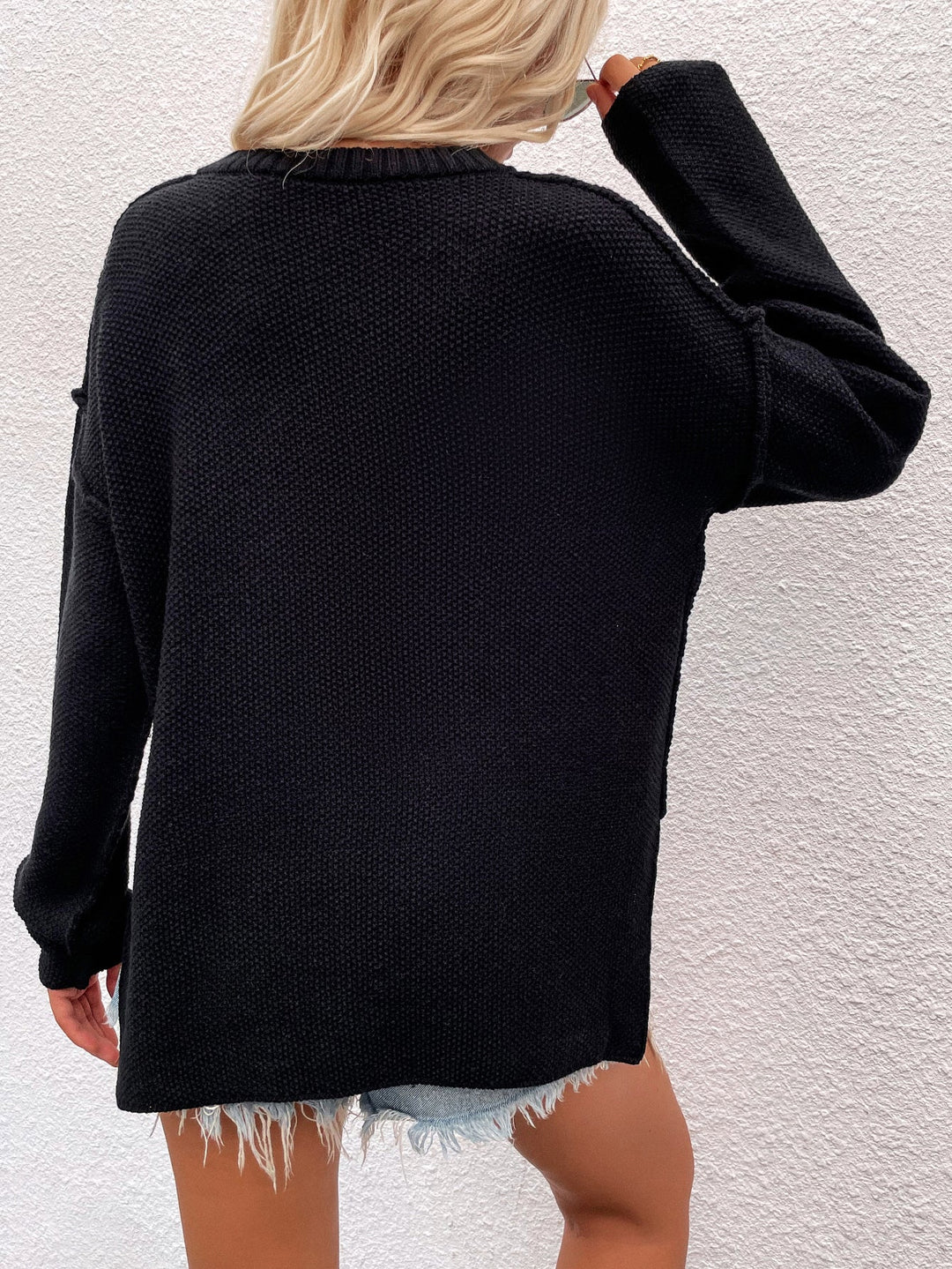 Geknoopte Exposed Seam High-Low Trui | Trendy & Comfortabel