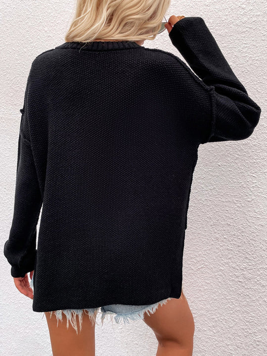 Geknoopte Exposed Seam High-Low Trui | Trendy & Comfortabel