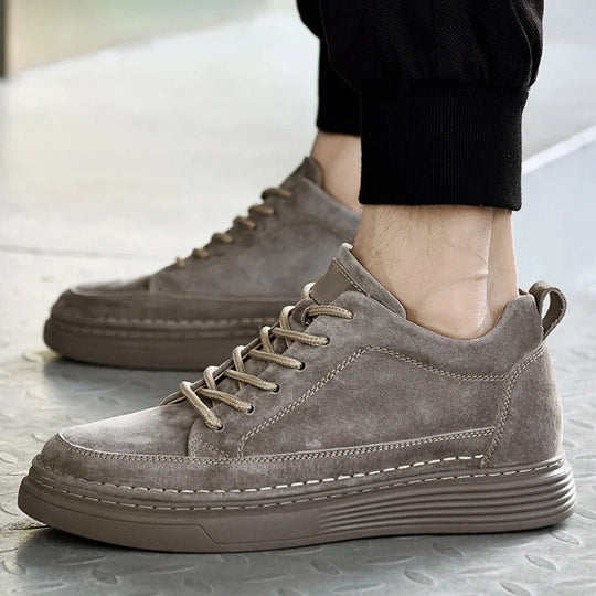 Heren Casual Veterschoenen met Contrast Zool en Verhoogde Stiksels