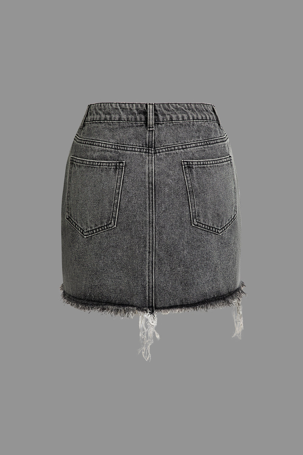 Brief Print Versleten Hem Denim Rok