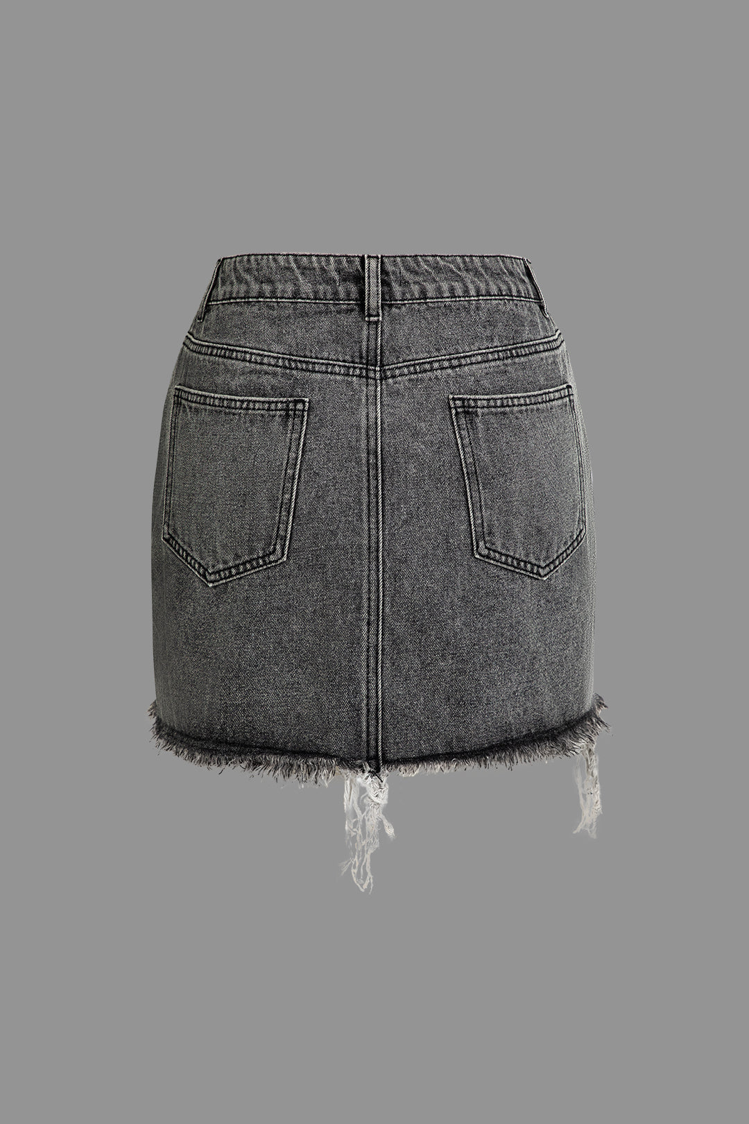 Brief Print Versleten Hem Denim Rok