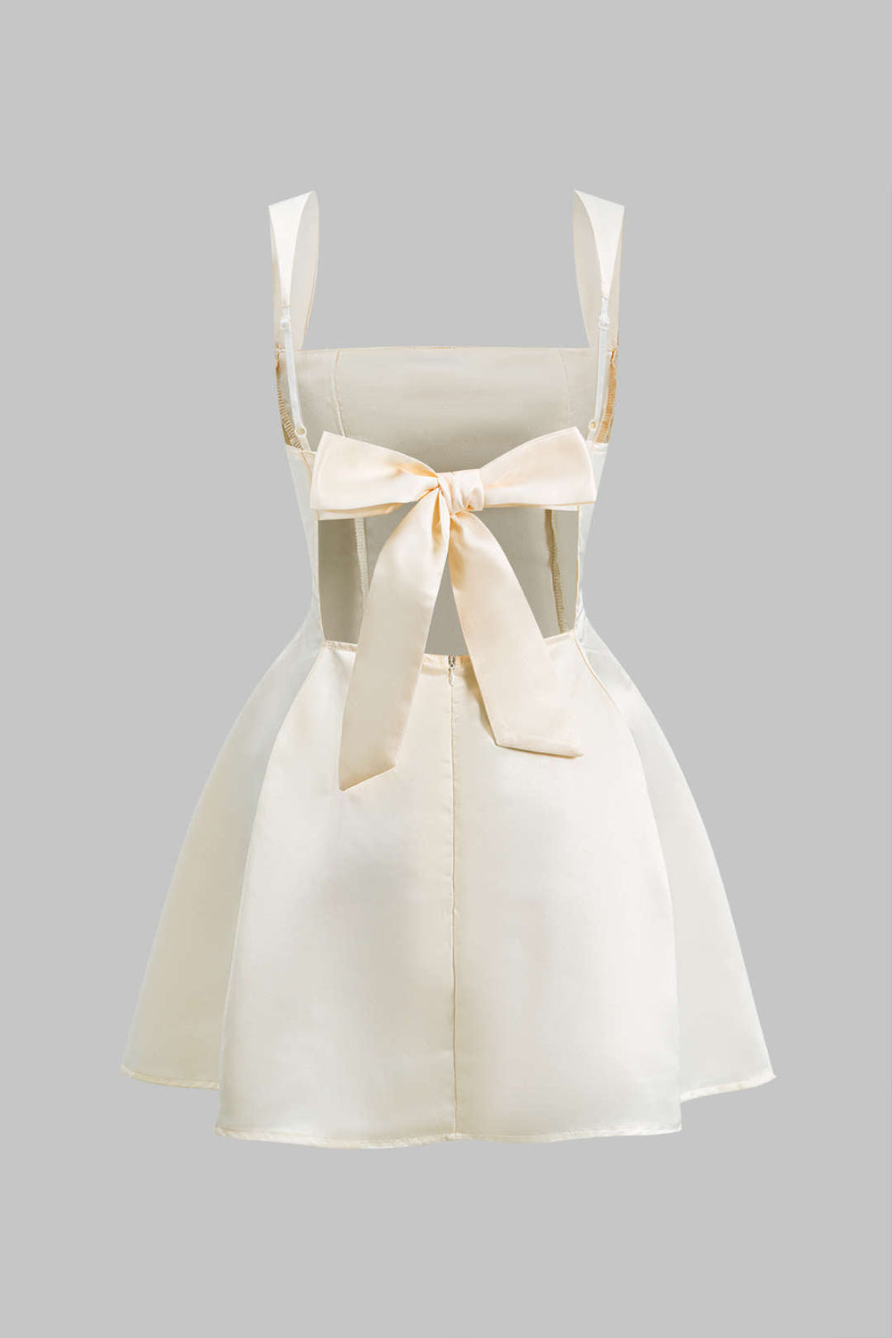 Tie Back Zipper Backless Slip Mini Jurk