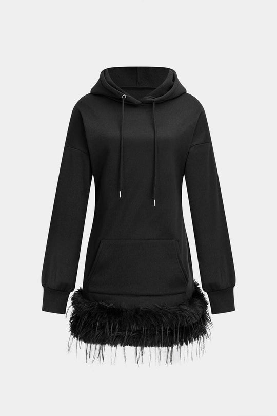 Hooded Pocket Lange Mouw Mini Jurk