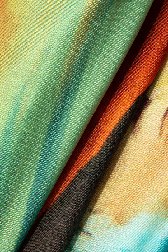 Abstracte Print Halter Cowl Neck Split Mini Jurk