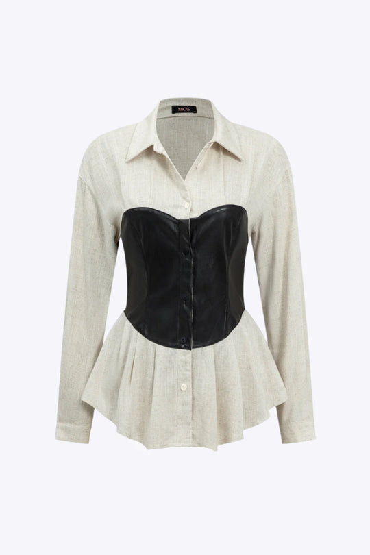 Mia - Gedurfde Patchwork Statement Dames Langemouw Shirt