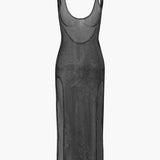 Transparante Mesh Splits Cover-up Jurk