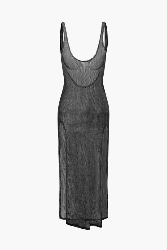 Transparante Mesh Splits Cover-up Jurk