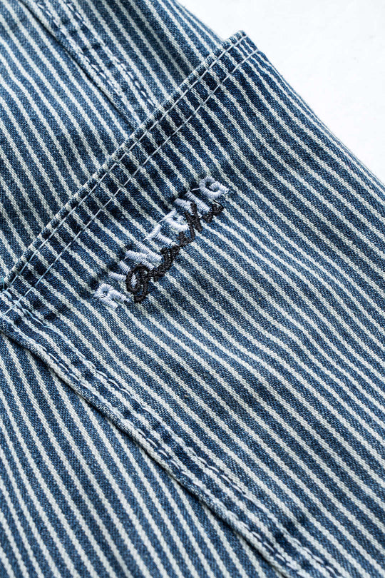 Letter Borduurwerk Denim Streep Knop Pocket Wijde Pijp Barrel Jeans