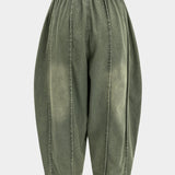 Denim Vervaagde Brede Pijpen Barrel Jeans