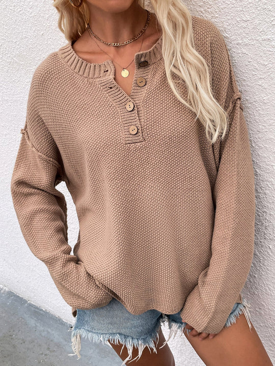 Geknoopte Exposed Seam High-Low Trui | Trendy & Comfortabel