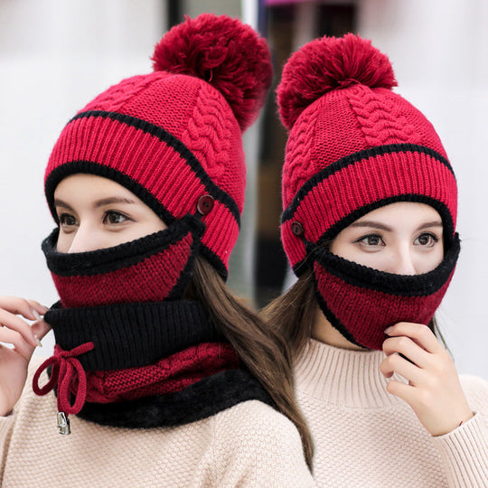 Ensemble Muts en Sjaal met Afneembaar Masker voor Vrouwen | Ideaal voor de Winter