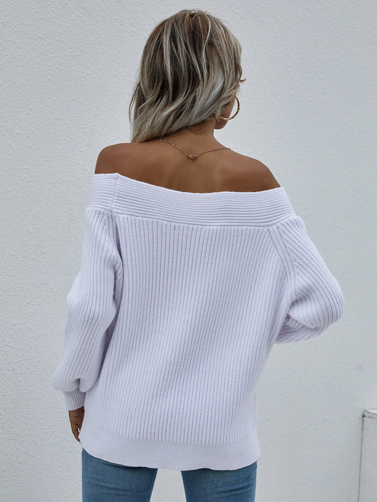 Off-Shoulder Rib-Knit Trui | Stijlvol & Comfortabel
