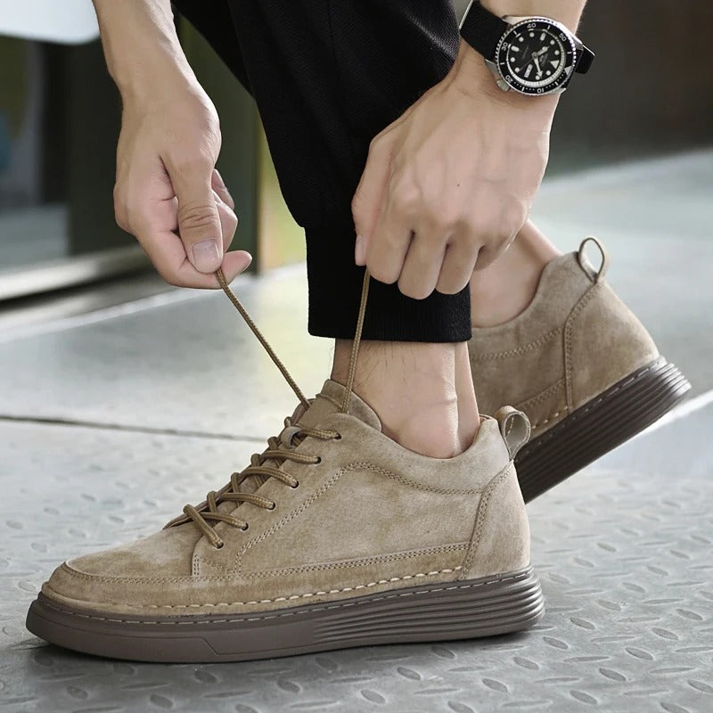 Heren Casual Veterschoenen met Contrast Zool en Verhoogde Stiksels