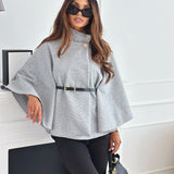 Dames Batwing Cloak Top | Met Riem en Staande Kraag | Losse Mantelstijl voor Casual en Chique Gelegenheden