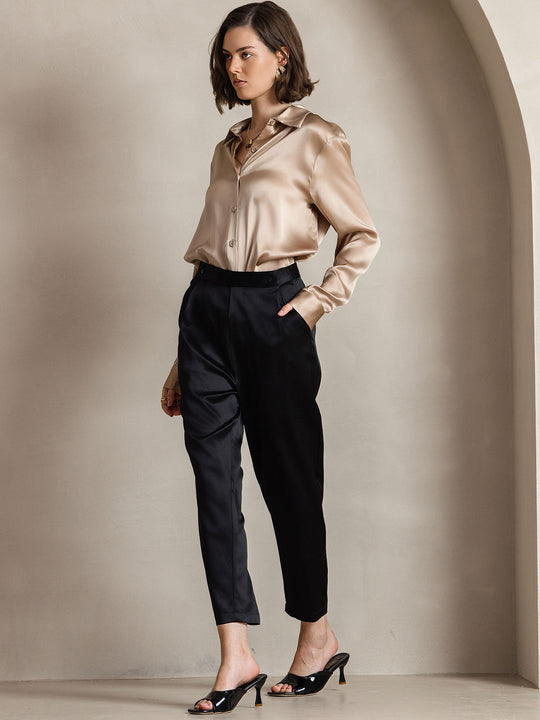 Clemence - Moderne Militaire Chic Dames Overhemd met Revers