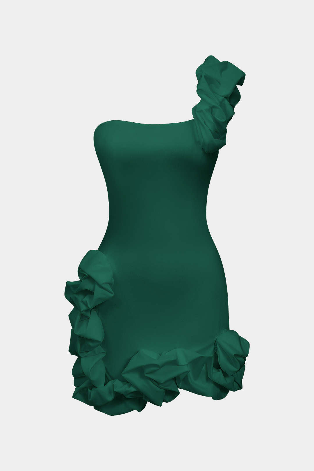Ruffle One Shoulder Mini Jurk