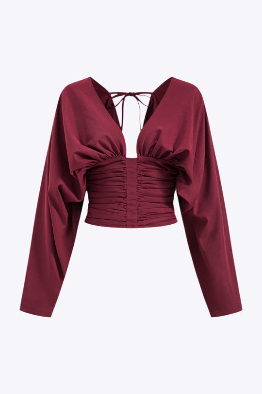 Kyra - Stijlvol Rugloos Gerimpeld Dames Langemouwen Shirt