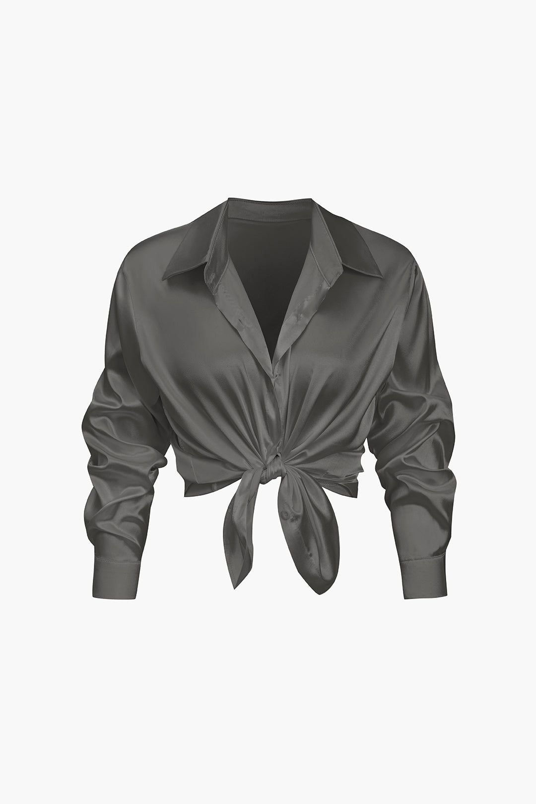 Lillian - Basis Effen Satijnen Dames Langsleeve Shirt