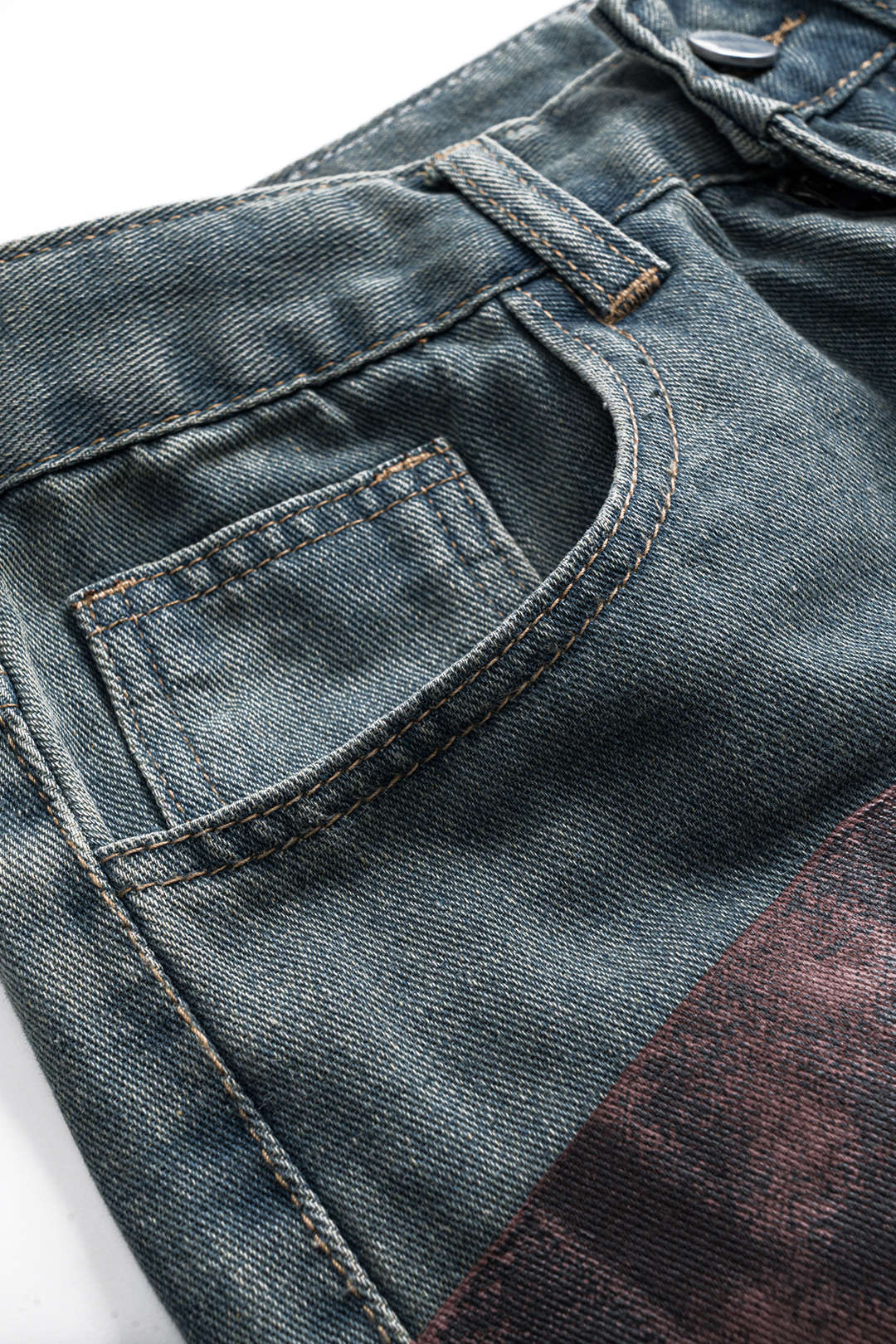 Kleurblok Wijde Pijpen Jeans
