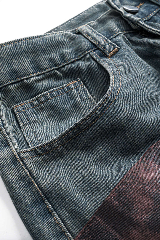Kleurblok Wijde Pijpen Jeans