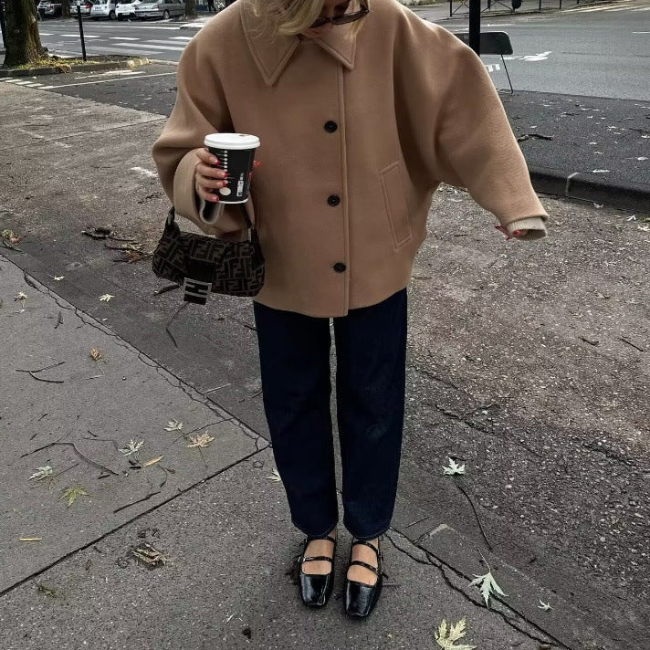 Dames Oversized Jas | Klassieke Reverskraag | Wollen Look | Wintercoat