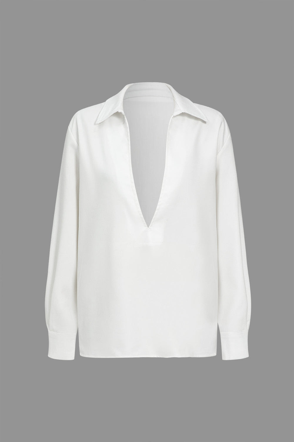 Nicola - Klassieke V-hals Effen Stijl Dames Lange Mouwen Shirt