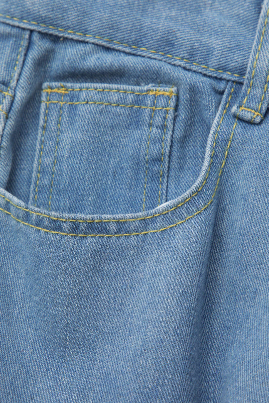 Multi Pocket Rolrand Wijde Pijpen Cargo Jeans