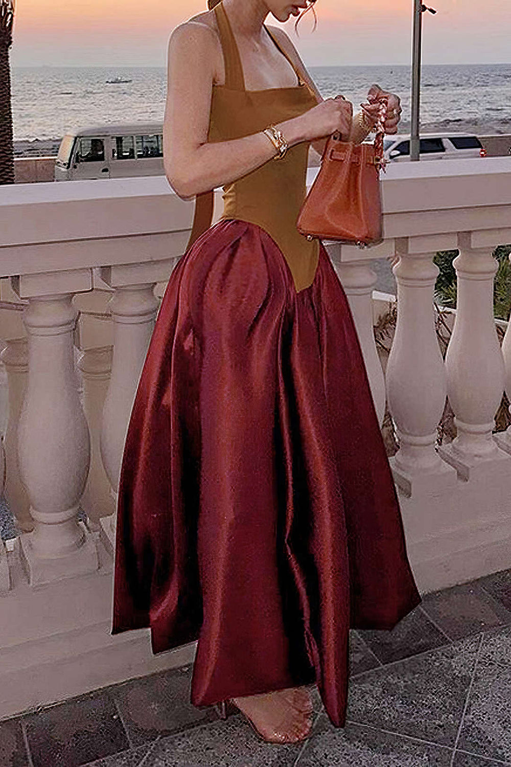 Bethel - Elegante Satijnen Plissé Maxi Jurk voor Dames