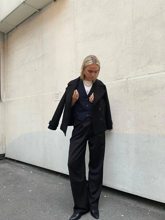 Alina - Elegante Dubbele Knoop Ontwerp Vrouwen Peacoat