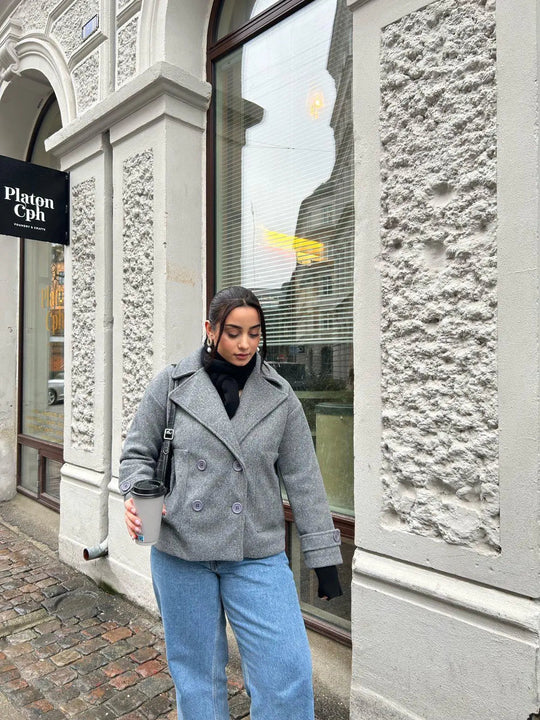 Alina - Elegante Dubbele Knoop Ontwerp Vrouwen Peacoat