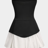 Strapless Patchwork Mouwloze Mini Jurk