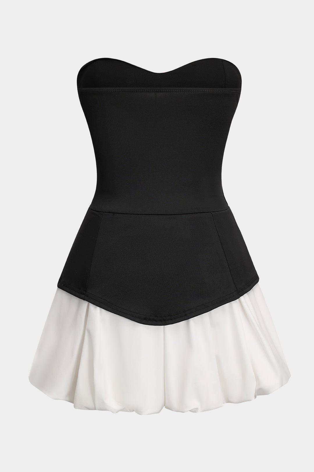 Strapless Patchwork Mouwloze Mini Jurk