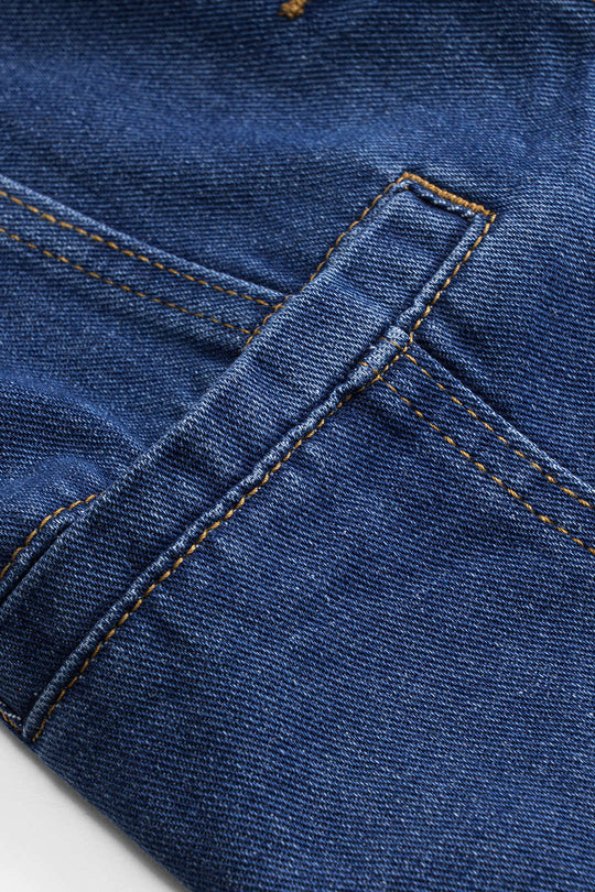 Denim Knopzak Ceintuurtop en Shorts Set