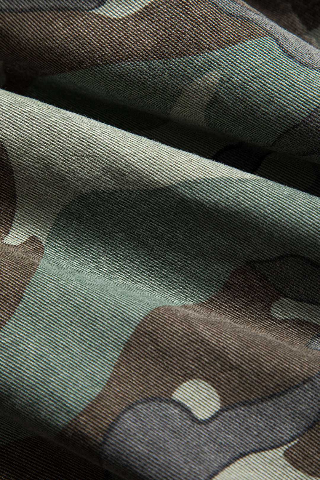 Camo Print Denim Patchwork Knopzak Jeans
