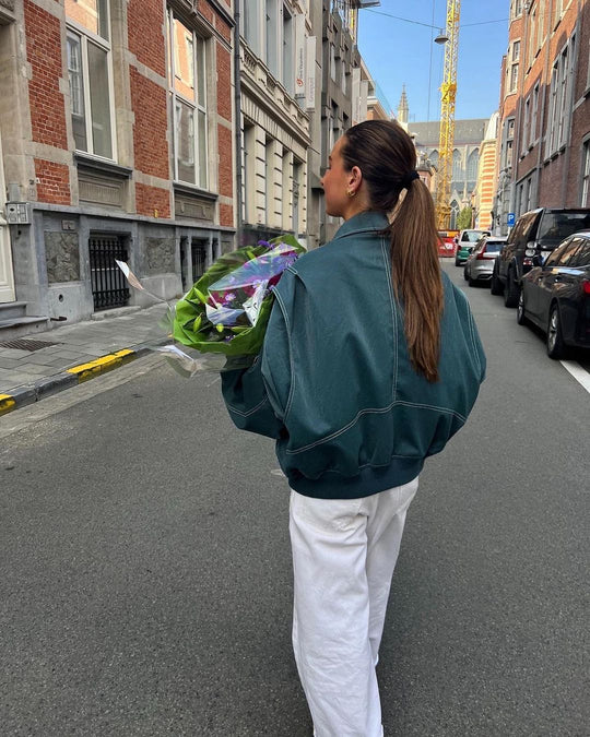 Oversized Leren Jas Dames – Trendy Semi-Leren Jacket met Rechte Pasvorm en Knoopsluiting