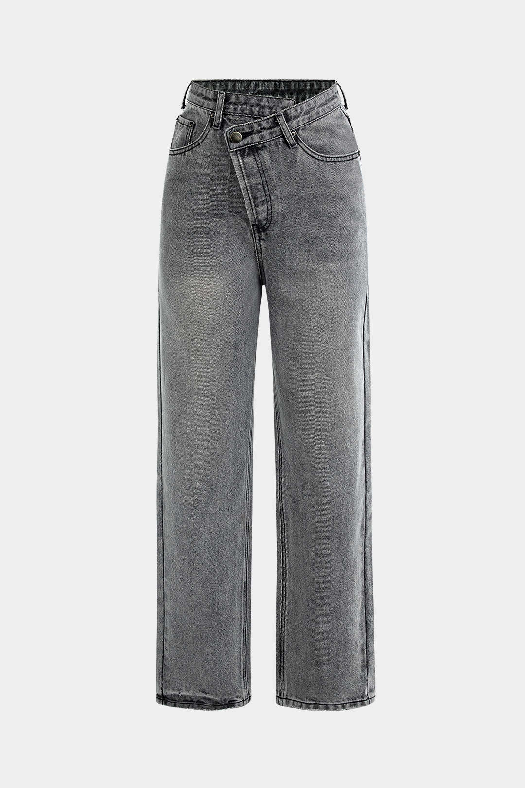 Asymmetrische Taille Rechte Jeans