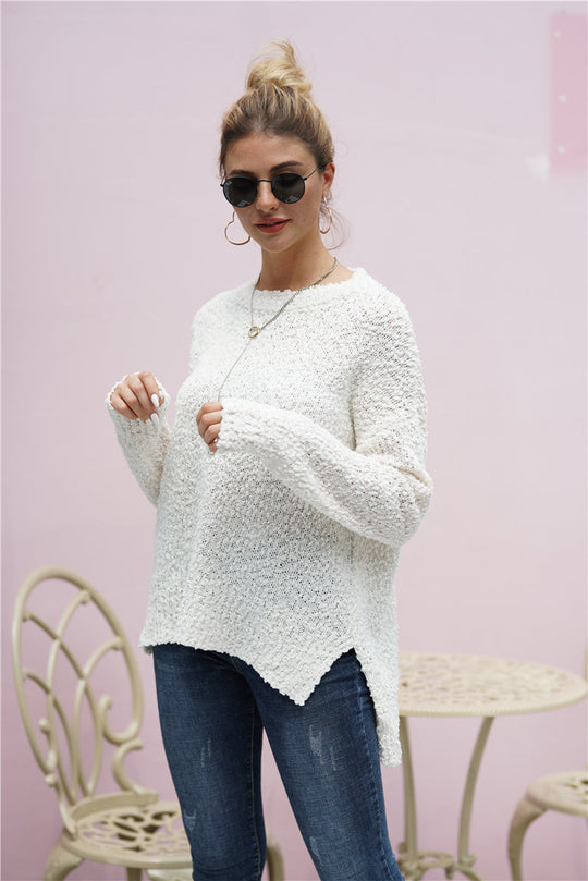 Fuzzy Zijsplit Hoge-Laag Trui | Comfortabel & Stijlvol