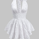 Jacquard Strik Achteraf Mini Jurk
