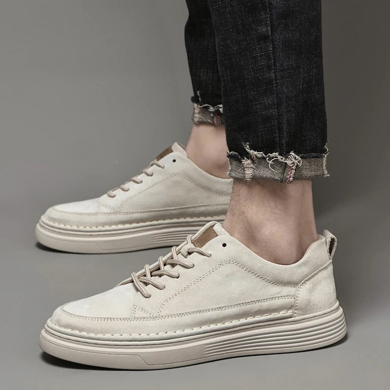 Heren Casual Veterschoenen met Contrast Zool en Verhoogde Stiksels