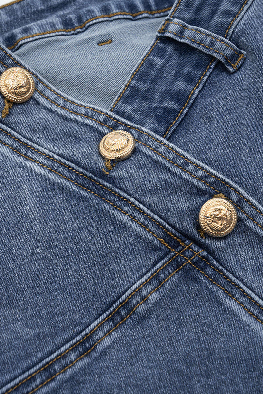 Denim Asymmetrische Knoprok