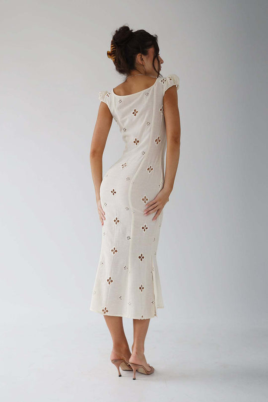 Isabella - Vintage Geborduurde Fishtail Midi-jurk