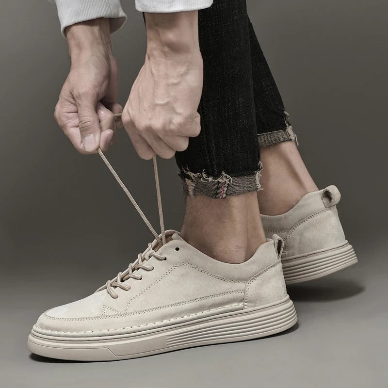 Heren Casual Veterschoenen met Contrast Zool en Verhoogde Stiksels