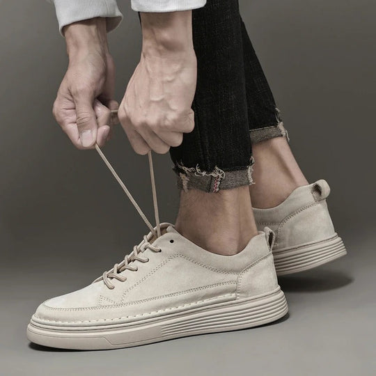 Heren Casual Veterschoenen met Contrast Zool en Verhoogde Stiksels