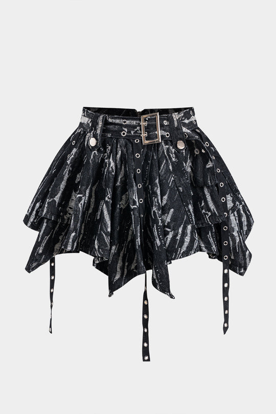 Jacquard Denim Metaal Riem Rits Rok
