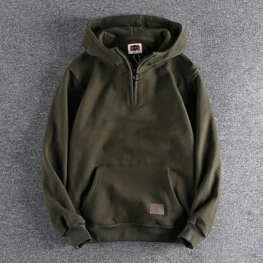 Heren Casual Half-Zip Hoodie met Kangoeroezak en Warme Pasvorm