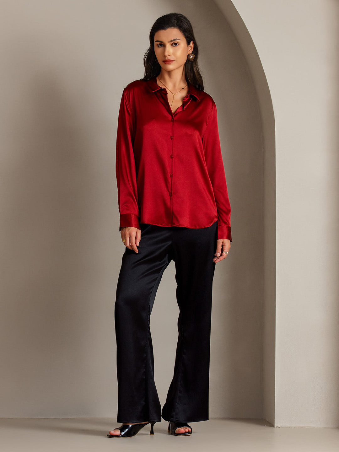Clemence - Moderne Militaire Chic Dames Overhemd met Revers