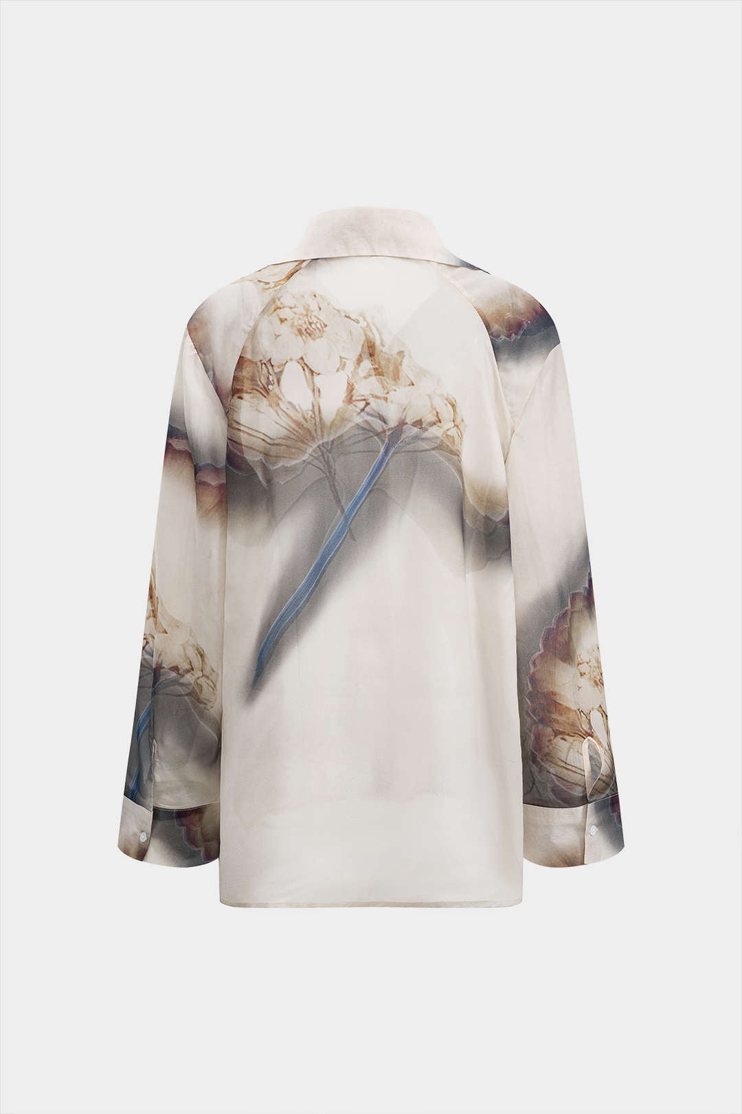 Calla - Elegante Abstracte Print Dames Chiffon Knopshirt