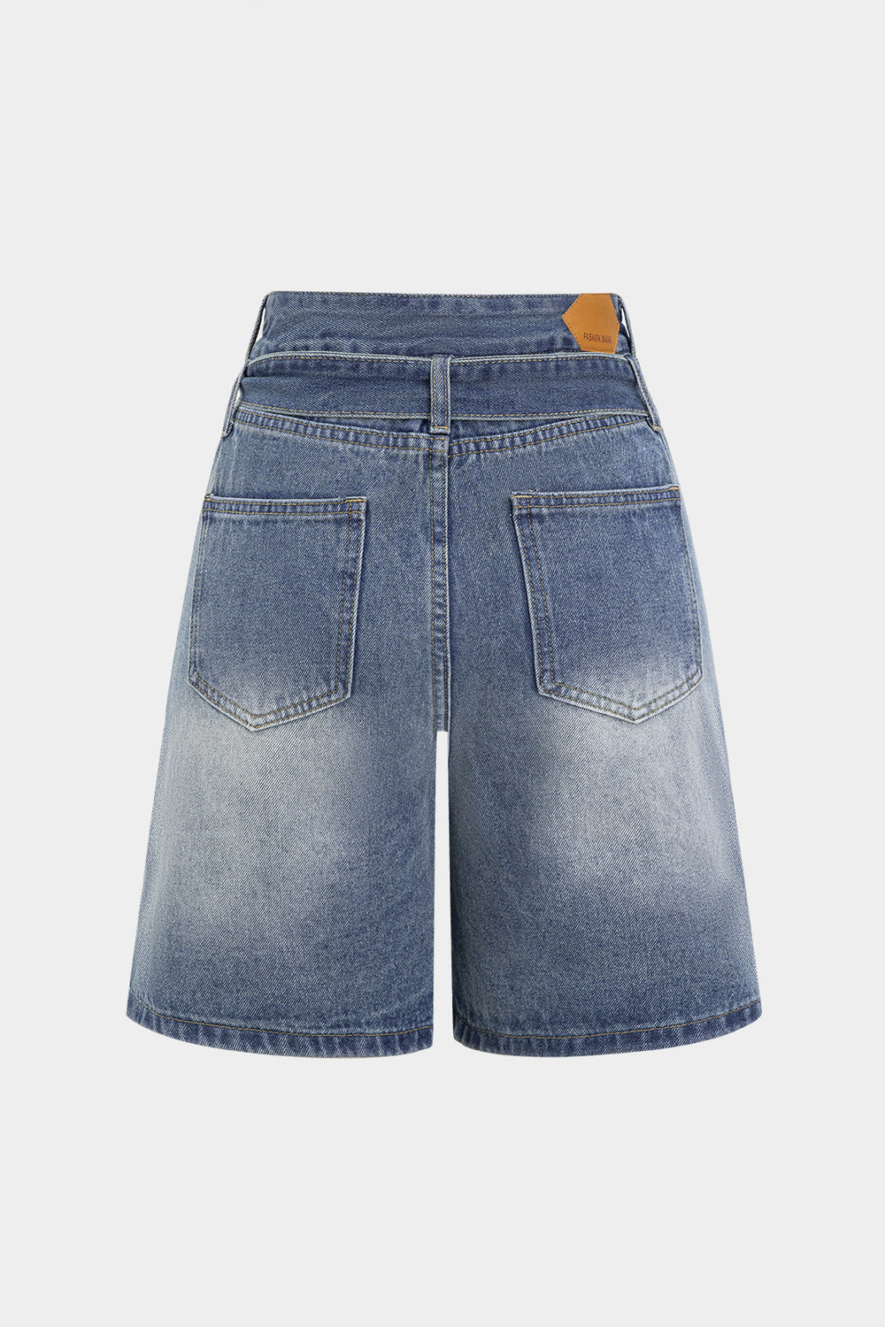 Denim Pocket Riem Asymmetrische Shorts